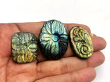 Labradorite floral miniature carvings Set of 7 for pendant - gemstone/crystal jewelry  - 7 PIECES ONLY