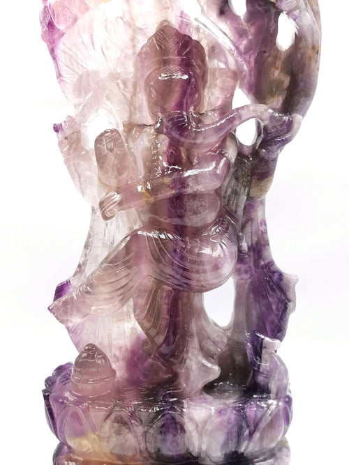 Multicolor Fluorite Handmade Carving of Dancing Ganesh -Lord Ganesha Idol in Crystals and Gemstones -Reiki/Chakra - 13 inches and 4.7 kg