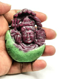 Shiva Head Handmade in Ruby Ziosite Carving - Lord Shivshankar in crystals and gemstones | Reiki/Chakra/Healing - 2.5 inch and 620 carats