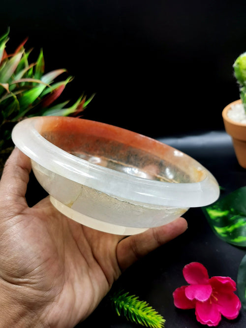 Beautiful red quartz designer hand carved bowls - 6 inches and 340 gms (0.75 lb) - ONE BOWL ONLY