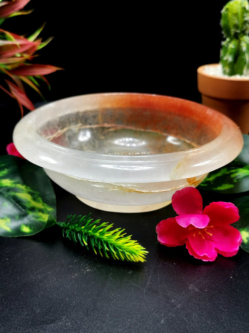 Beautiful red quartz designer hand carved bowls - 6 inches and 340 gms (0.75 lb) - ONE BOWL ONLY