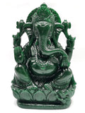 Dark Green Aventurine Handmade Carving of Ganesh - Lord Ganesha Idol in Crystals/Gemstone - Reiki/Chakra/Healing -8 in and 2.52 kg (5.54 lb)