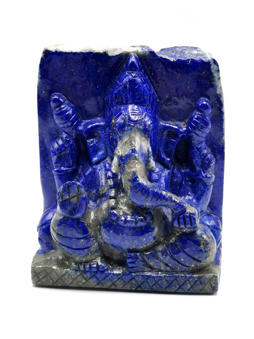 Lapis Lazuli Handmade Carving of Ganesh - Lord Ganesha Idol |Sculpture in Crystals/Gemstones - Reiki/Chakra/Healing - 2.7 inches and 320 gms