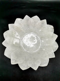 Beautiful white quartz hand carved lotus bowls - 7 inches diameter and 730 gms (1.60 lb) - ONE BOWL ONLY