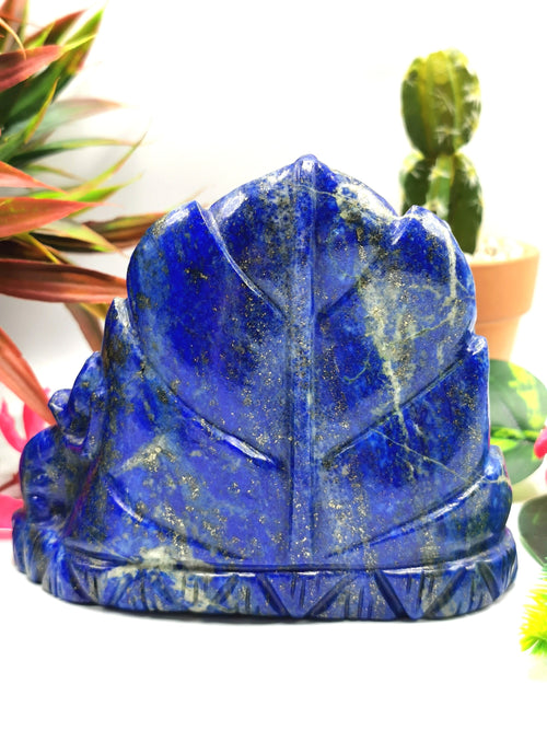 Lapis Lazuli Handmade Carving of Ganesh - Lord Ganesha Idol |Sculpture in Crystals/Gemstones - Reiki/Chakra/Healing - 4 inches and 970 gms