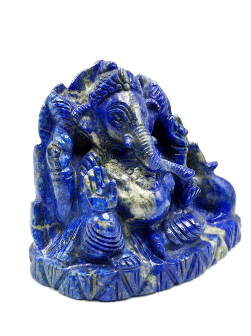 Lapis Lazuli Handmade Carving of Ganesh - Lord Ganesha Idol |Sculpture in Crystals/Gemstones - Reiki/Chakra/Healing - 4 inches and 970 gms
