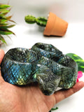 Slithering snake carving in Labradorite stone - crystal healing / chakra / reiki / energy - 5.5 inches and 625 gms (1.38 lb)