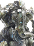 Labradorite Handmade Carving of Ganesh with blue flash - Lord Ganesha Idol | Figurine in Crystals and Gemstones - 9 inches and 3 kg (6.6 lb)