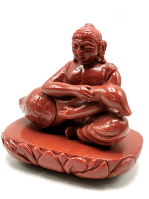 Red Aventurine Buddha with a swan - handmade carving of serene meditating Lord Buddha - crystal/reiki/healing - 5 inch and 1.27 kg (2.79 lb)