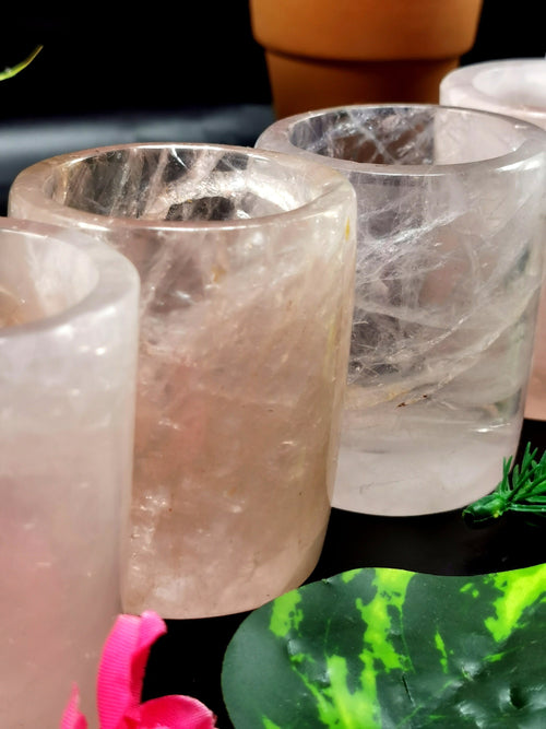 Beautiful gemstone shot glass/goblet in rose quartz stone - carvings in gemstones and crystals - reiki/chakra/healing/energy - ONLY 1 PIECE