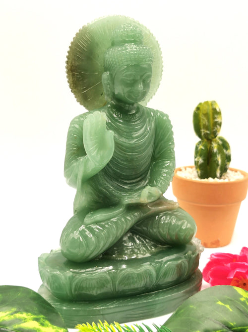 Australian Green Aventurine Buddha - handmade carving of serene and meditating Lord Buddha - crystal/reiki/chakra - 7 inches and 0.97 kgs