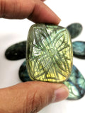 Set of seven (7) miniature floral carvings for pendant in labradorite stone - gemstone/crystal jewelry  - 7 PIECES ONLY