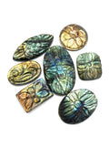 Labradorite floral miniature carvings Set of 7 for pendant - gemstone/crystal jewelry  - 7 PIECES ONLY