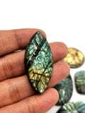 Labradorite floral miniature carvings Set of 7 for pendant - gemstone/crystal jewelry  - 7 PIECES ONLY