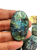 Labradorite floral miniature carvings Set of 7 for pendant - gemstone/crystal jewelry  - 7 PIECES ONLY