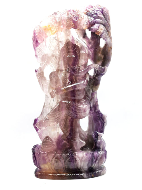 Multicolor Fluorite Handmade Carving of Dancing Ganesh -Lord Ganesha Idol in Crystals and Gemstones -Reiki/Chakra - 13 inches and 4.7 kg