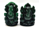 Dark Green Aventurine Handmade Carving of Ganesh - Lord Ganesha Idol in Crystals/Gemstone - Reiki/Chakra/Healing - 2.5 in and 100 gms