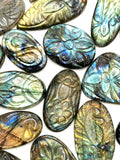 Floral miniature carvings for pendant in labradorite stone wholesale set - gemstone/crystal jewelry |Reiki/Chakra - 40-45 PIECES SET