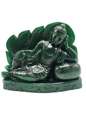 Green Aventurine Parinirvana Buddha - handmade carving of serene Lord Buddha - crystal/reiki/healing - 8 in and 2.98 kg (6.56 lb)