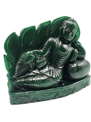 Green Aventurine Parinirvana Buddha - handmade carving of serene Lord Buddha - crystal/reiki/healing - 8 in and 2.98 kg (6.56 lb)