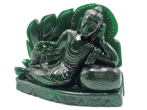 Green Aventurine Parinirvana Buddha - handmade carving of serene Lord Buddha - crystal/reiki/healing - 8 in and 2.98 kg (6.56 lb)