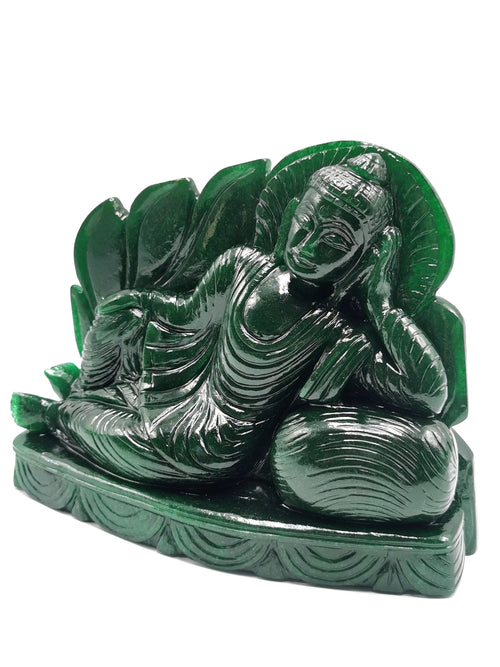 Green Aventurine Parinirvana Buddha - handmade carving of serene Lord Buddha - crystal/reiki/healing - 8 in and 2.98 kg (6.56 lb)