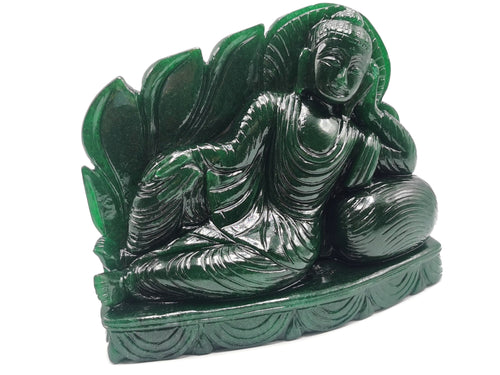 Green Aventurine Parinirvana Buddha - handmade carving of serene Lord Buddha - crystal/reiki/healing - 8 in and 2.98 kg (6.56 lb)