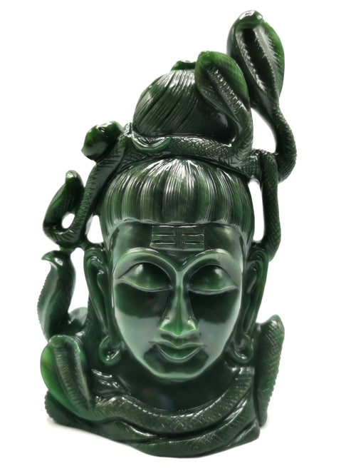 Shiva Head/Bust in Columbian Jade Carving - Lord Shivshankar in crystals and gemstones |Reiki/Chakra/Healing - 9 in and 2.36 kg (5.19 lb)