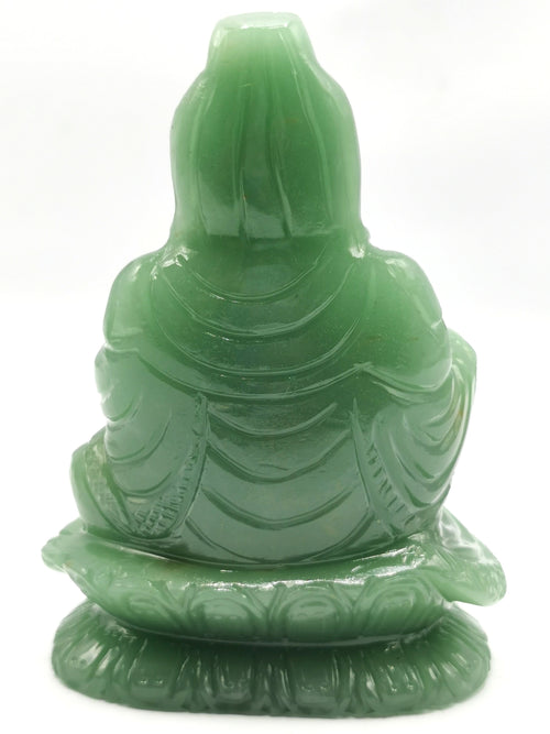 Green Aventurine Guanyin - handmade carving of Kwan Yin in sitting posture - crystal/reiki/healing - 4.25 inches and 450 gms (0.99 lb)