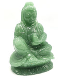 Green Aventurine Guanyin - handmade carving of Kwan Yin in sitting posture - crystal/reiki/healing - 4.25 inches and 450 gms (0.99 lb)