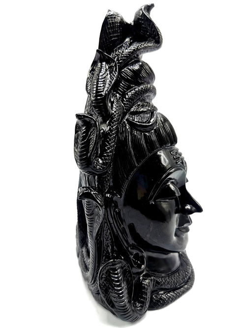 Shiva Head/Bust in Black Agate Carving - Lord Shivshankar in crystals and gemstones |Reiki/Chakra/Healing - 8.5 in and 2.78 kg (6.11 lb)