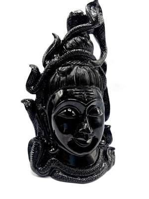 Shiva Head/Bust in Black Agate Carving - Lord Shivshankar in crystals and gemstones |Reiki/Chakra/Healing - 8.5 in and 2.78 kg (6.11 lb)