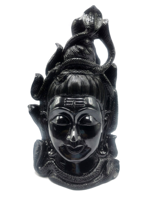 Shiva Head/Bust in Black Agate Carving - Lord Shivshankar in crystals and gemstones |Reiki/Chakra/Healing - 8.5 in and 2.78 kg (6.11 lb)