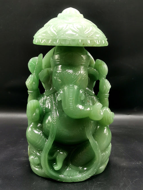 Green Aventurine Carving of Ganesh - Lord Ganesha Idol in Crystals/Gemstone - Reiki/Chakra/Healing/energy,dec21-1 - 10 in and 3.95 kg (8.69 lb) hi