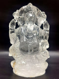 Ganesh statue in Clear Quartz Handmade Carving - Ganesha Ido |Sculpture in Crystals and Gemstones - 4.5 inches and 475 gms (1.05 lb)