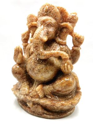 Golden Quartz Handmade Carving of Ganesh - Lord Ganesha Idol/Statue/Carving in Crystals and Gemstones - 7.5 inch and 2.62 kg (5.76 lb)