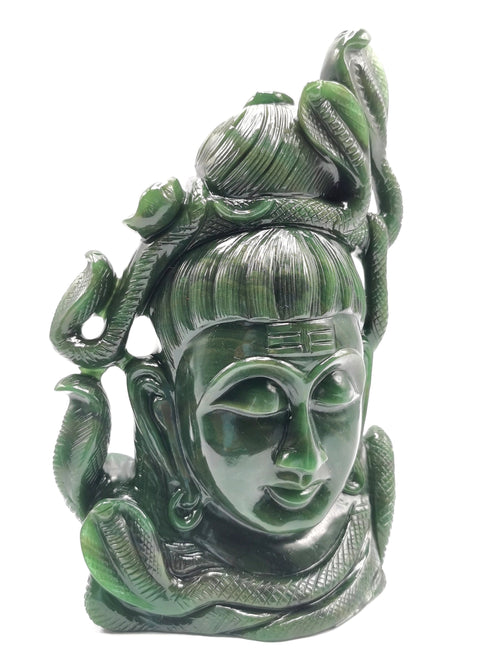 Shiva Head/Bust in Columbian Jade Carving - Lord Shivshankar in crystals and gemstones |Reiki/Chakra/Healing - 9 in and 2.36 kg (5.19 lb)