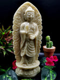 Ivory Agate Standing Buddha - handmade carving of serene and meditating Lord Buddha - crystal/reiki/healing - 10.5 in and 2.78 kg (6.12 lb)