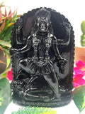 Mata Kaali statue/carving in black agate - Goddess Kali idol/murti in gemstones and crystals - 5.5 inches and 825 gms (1.81 lb)
