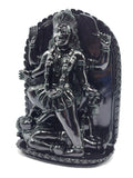Mata Kaali statue/carving in black agate - Goddess Kali idol/murti in gemstones and crystals - 5.5 inches and 825 gms (1.81 lb)