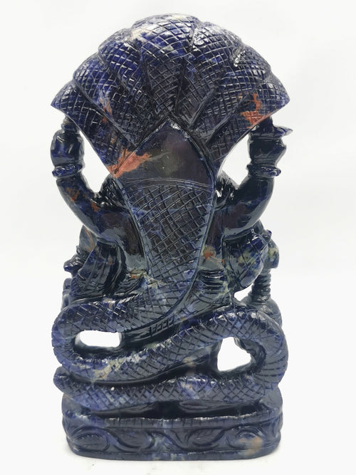 Sodalite Vishnu Handmade Carving - Lord Vishnu Idol | Sculpture | Murti in crystals and gemstones - 7.2 inches and 0.91 kg (2 lb)