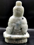 Moonstone Guanyin - handmade carving of Kwan Yin in sitting posture - crystal/reiki/healing - 6.5 inches and 1.21 kg (2.66 lb)