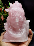 Shiva Head in Rose Quartz Carving - Lord Shivshankar in crystals and gemstones | Reiki/Chakra/Healing/Energy - 6 inch and 1.1 kg (2.42 lb)