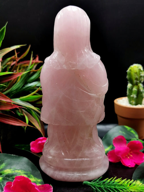 Mother Mary beautiful carving in natural rose quartz stone | hand carved in gemstones | crystal/reiki - 7.5 inches and 1.07 kgs (2.35 lb)