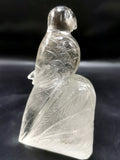 Beautifully hand carved bird carving on natural clear quartz stone - reiki/energy/chakra - 5.5 inches long and 480 gms (1.06 lb)