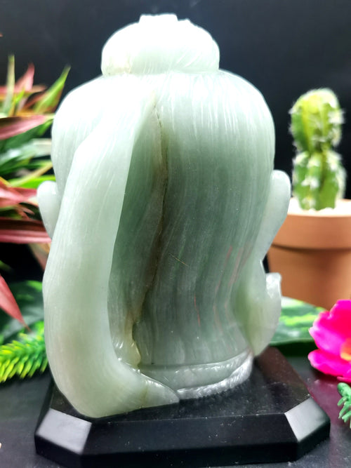 Shiva Head in Light Green Aventurine Carving -Lord Shivshankar in crystals and gemstones |Reiki/Chakra/Healing -5.5 in and 1.24 kg (2.73 lb)