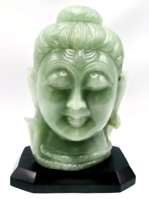 Shiva Head in Light Green Aventurine Carving -Lord Shivshankar in crystals and gemstones |Reiki/Chakra/Healing -5.5 in and 1.24 kg (2.73 lb)