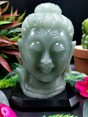 Shiva Head in Light Green Aventurine Carving -Lord Shivshankar in crystals and gemstones |Reiki/Chakra/Healing -5.5 in and 1.24 kg (2.73 lb)