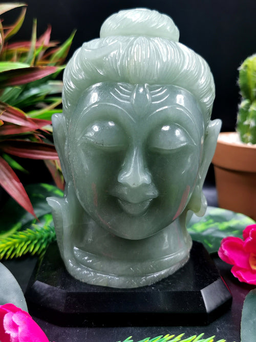 Shiva Head in Light Green Aventurine Carving -Lord Shivshankar in crystals and gemstones |Reiki/Chakra/Healing -5.5 in and 1.24 kg (2.73 lb)