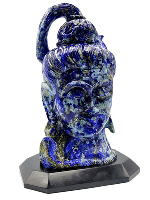 Shiva Head in Lapis Lazuli Carving - Lord Shivshankar in crystals and gemstones |Reiki/Chakra/Healing -6.5 in and 1.29 kg (2.84 lb)